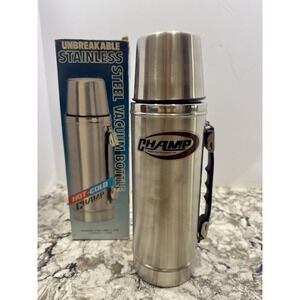 Vintage Hot Cold Champ Stainless Steel In and Out Thermos 1 Litre Camping NEW